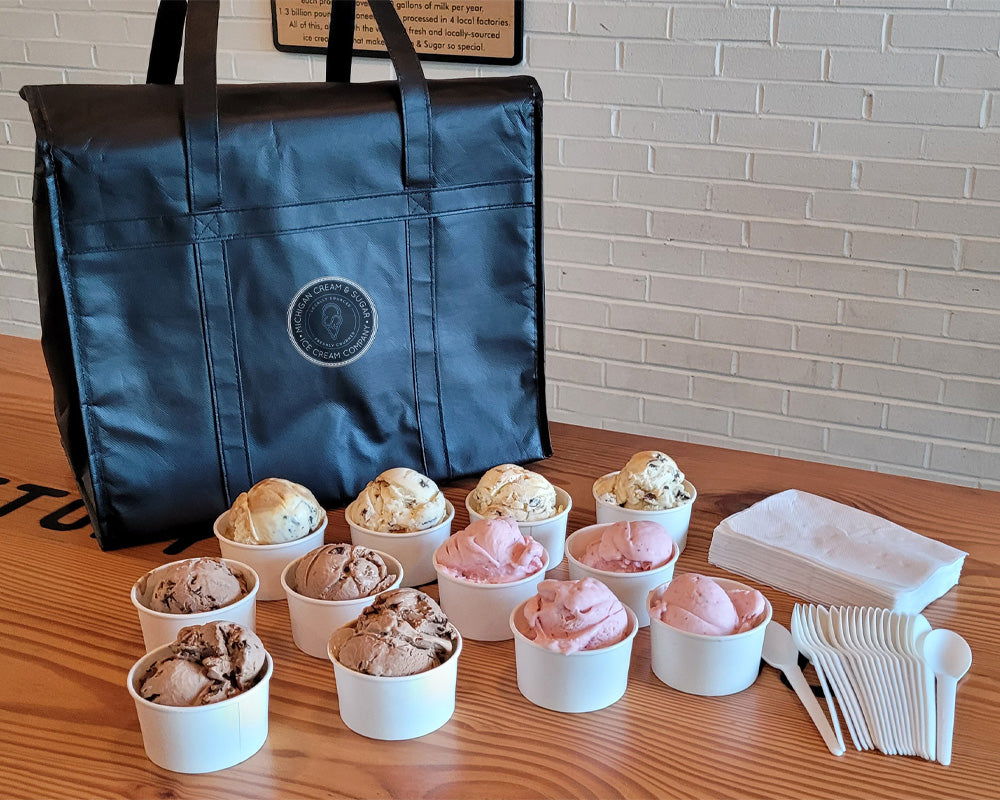 Party To Go Ice Cream Scoops Individual packaging catering Michigan Local Ice Cream Saginaw Bay City